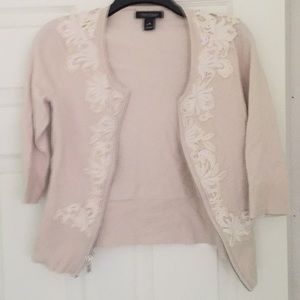 WHBM cardigan medium cream and tan